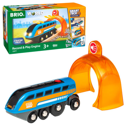 BRIO World 33971 Tren Electric cu Sunete Smart Tech și Funcție de Înregistrare, cu Tunel - Jucărie Interactivă Recomandată de la 3 Ani