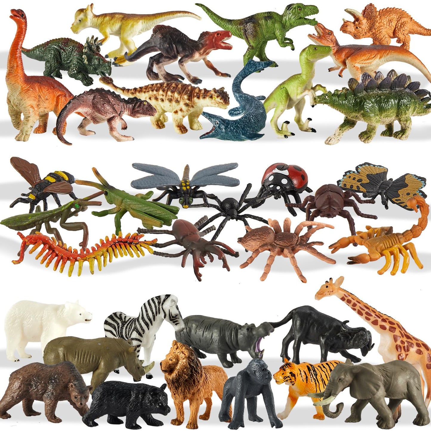 TOEY PLAY Set 36 Figurine Animale, Dinozauri, Insecte