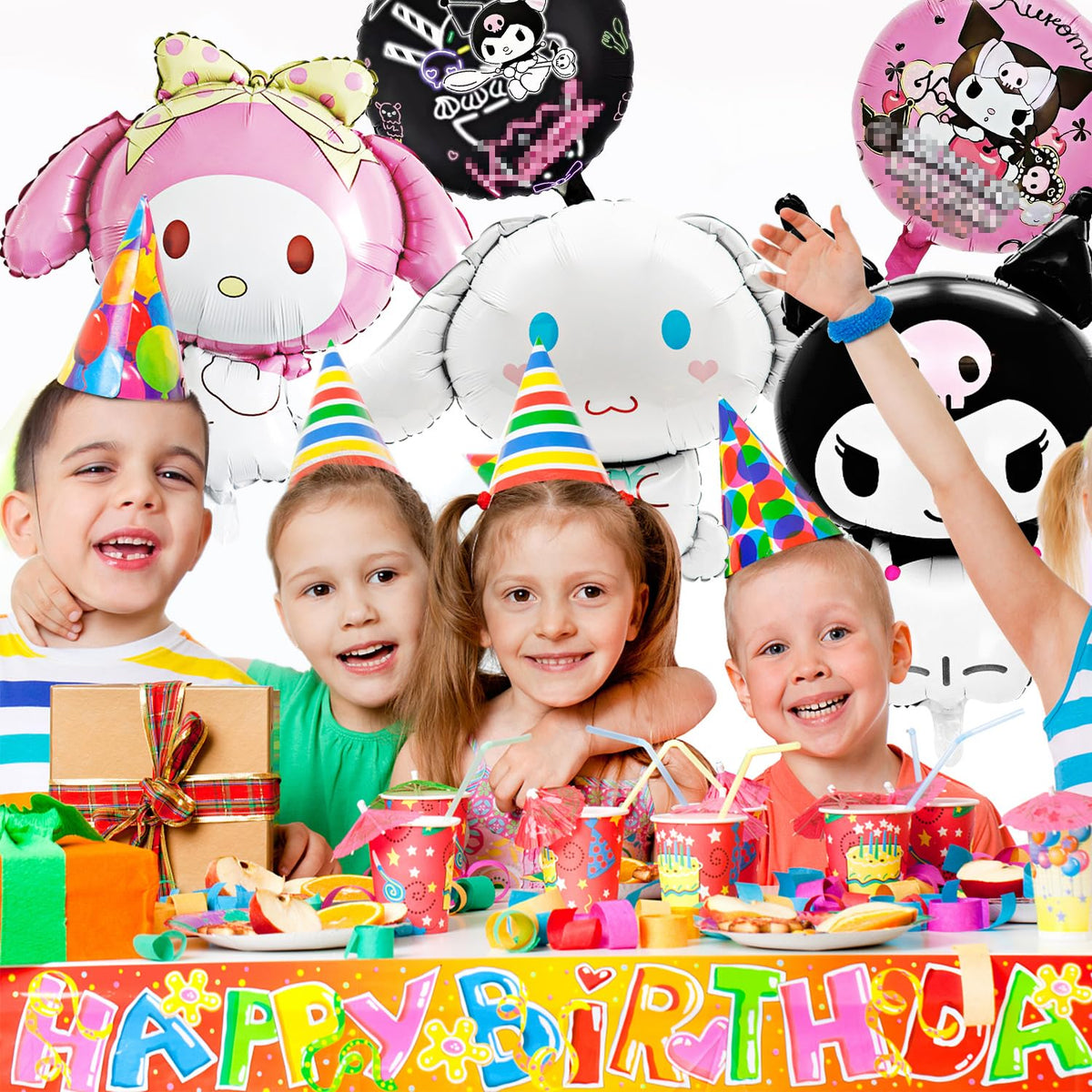 DIUKES Birthday Balloons Set de 12 Baloane pentru Fete, Baloane din Folie cu Tematică de Desene Animate, Accesorii pentru Petrecerea de Ziua Fetei