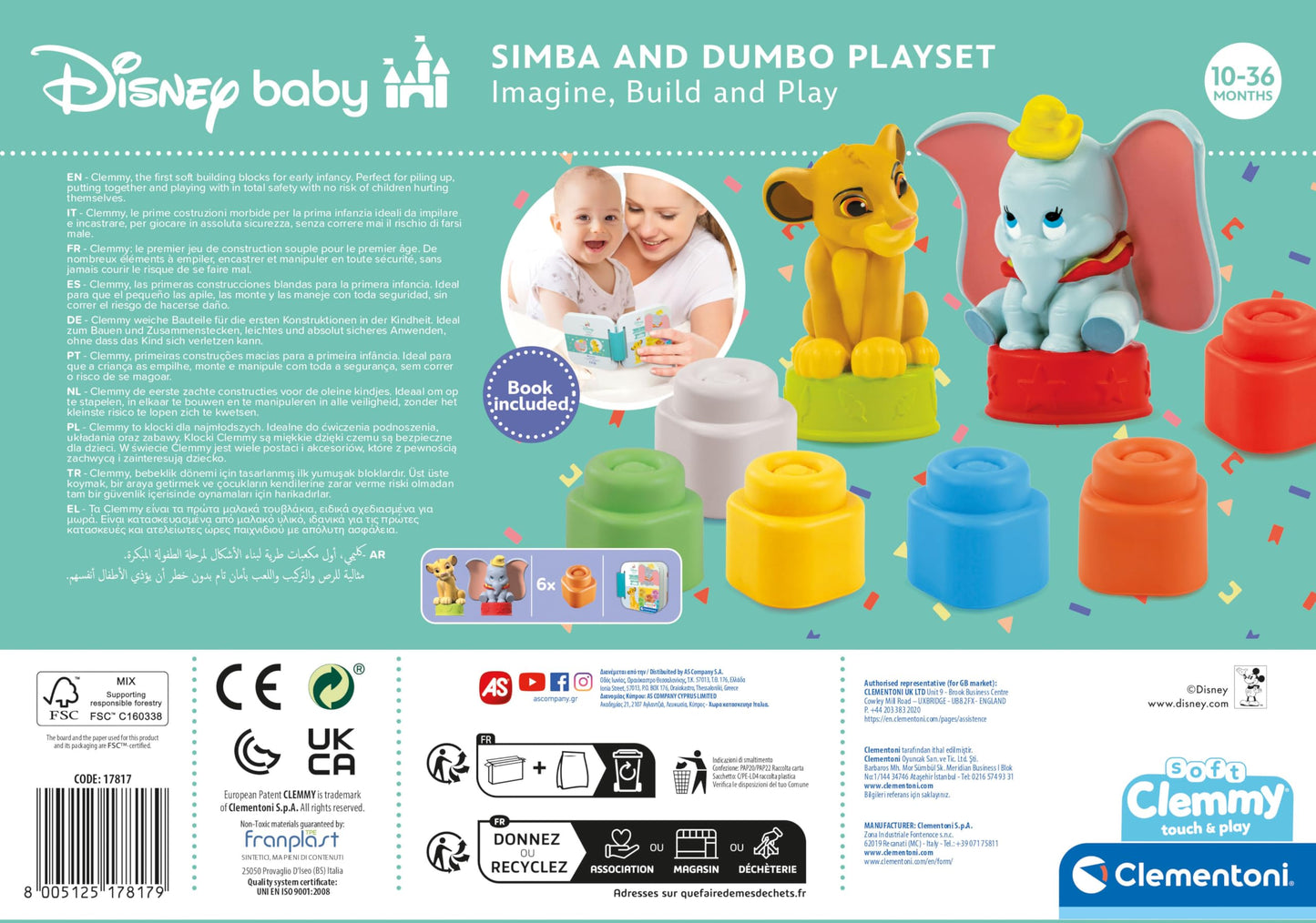 Clementoni 17817 Set Clemmy Disney, cuburi moi