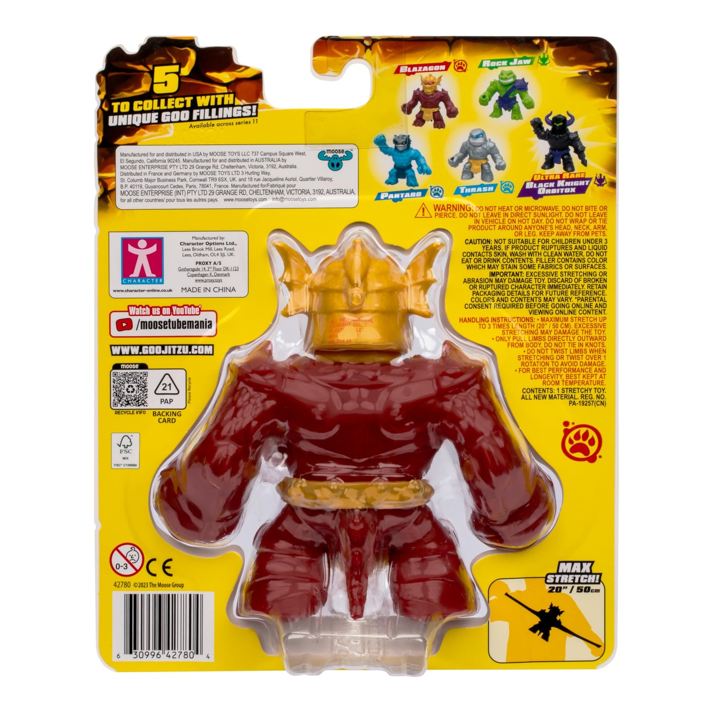 moose toys Heroes of Goo Jit Zu Stretch Striker Set de figurină elastică Blazagon cu umplutură elastică extensibilă până la de 3 ori mărimea sa