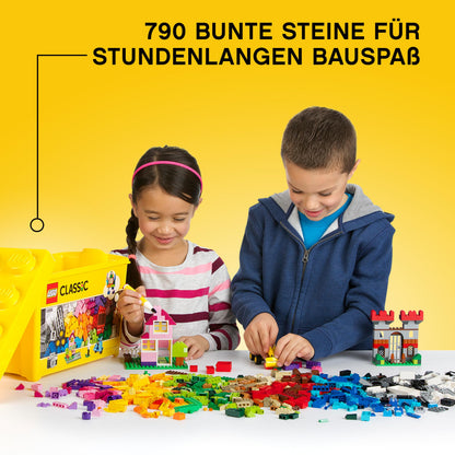 LEGO Classic Cutie Box cu Piese Mari, Jucărie de Construcție pentru Fete și Băieți, cu Cutie de Depozitare, Include Piese Colorate, Roți, Uși, etc. în 33 de Culori, Cadou pentru Copii de la 4 Ani 10698