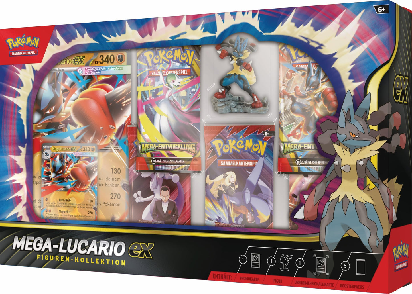 Pokémon TCG Colecție Mega Lucario-ex, 5 boostere