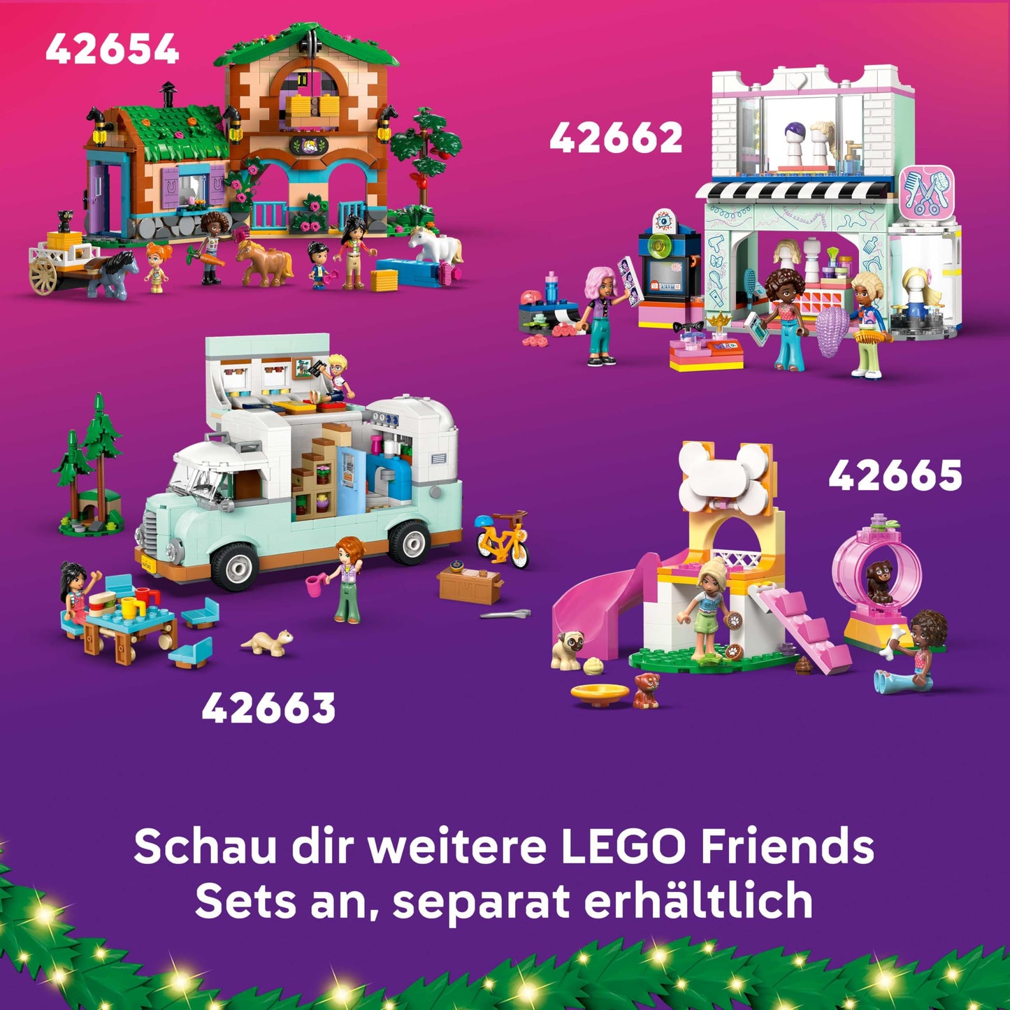 LEGO Friends 42668 Set de construcție Advent Calendar 2025 cu 24 surprize, 5 minifigurine și 5 figurine animale pentru copii de la 6 ani