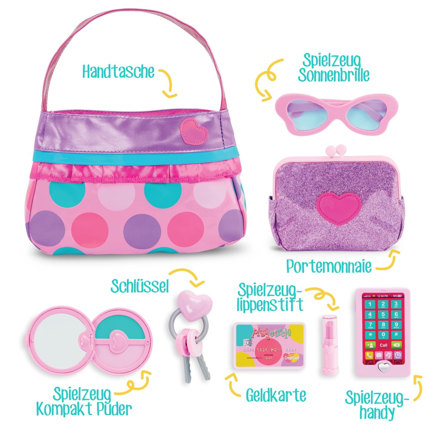 Battat Geantă Prințesă cu accesorii, 8 piese, 3+ ani