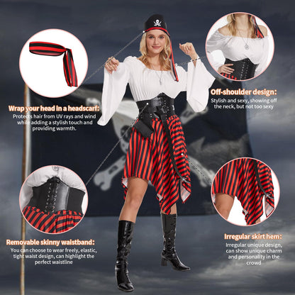 OPAEHJF Costum de Pirat, set 9 piese, Halloween