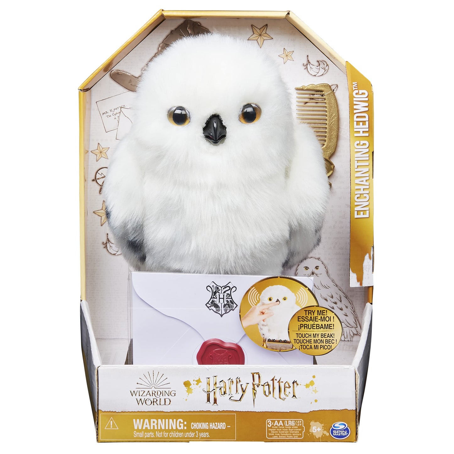 Jucarie interactiva Bufnita Hedwig din Harry Potter cu miscari si peste 15 sunete realiste, 23cm, 5 ani+