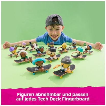 Tech Deck Sk8 Crew Set de fingerboard cu figurina skater detașabilă compatibilă cu alte fingerboard-uri de la 5 ani