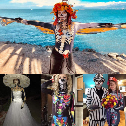 Costum Neusky Lady Skull - Costum perfect pentru Halloween, Crăciun, Carnaval sau petreceri tematice (XS, Roz)