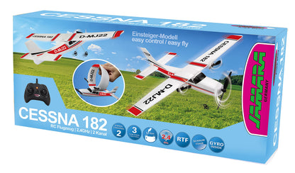 JAMARA Cessna 182 Avion cu telecomandă 2,4GHz Gyro 2CH – stabilizare zbor, ușor de folosit de la 16 ani (alb)