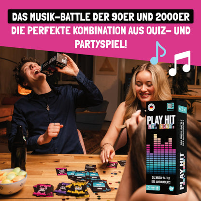 ATM Gaming - PlayHit Joc de societate – Quiz muzical din anii '90 și 2000 – Joc de petrecere și cărți pentru adulți și familii – pentru 2 până la 10 jucători de la 16 ani