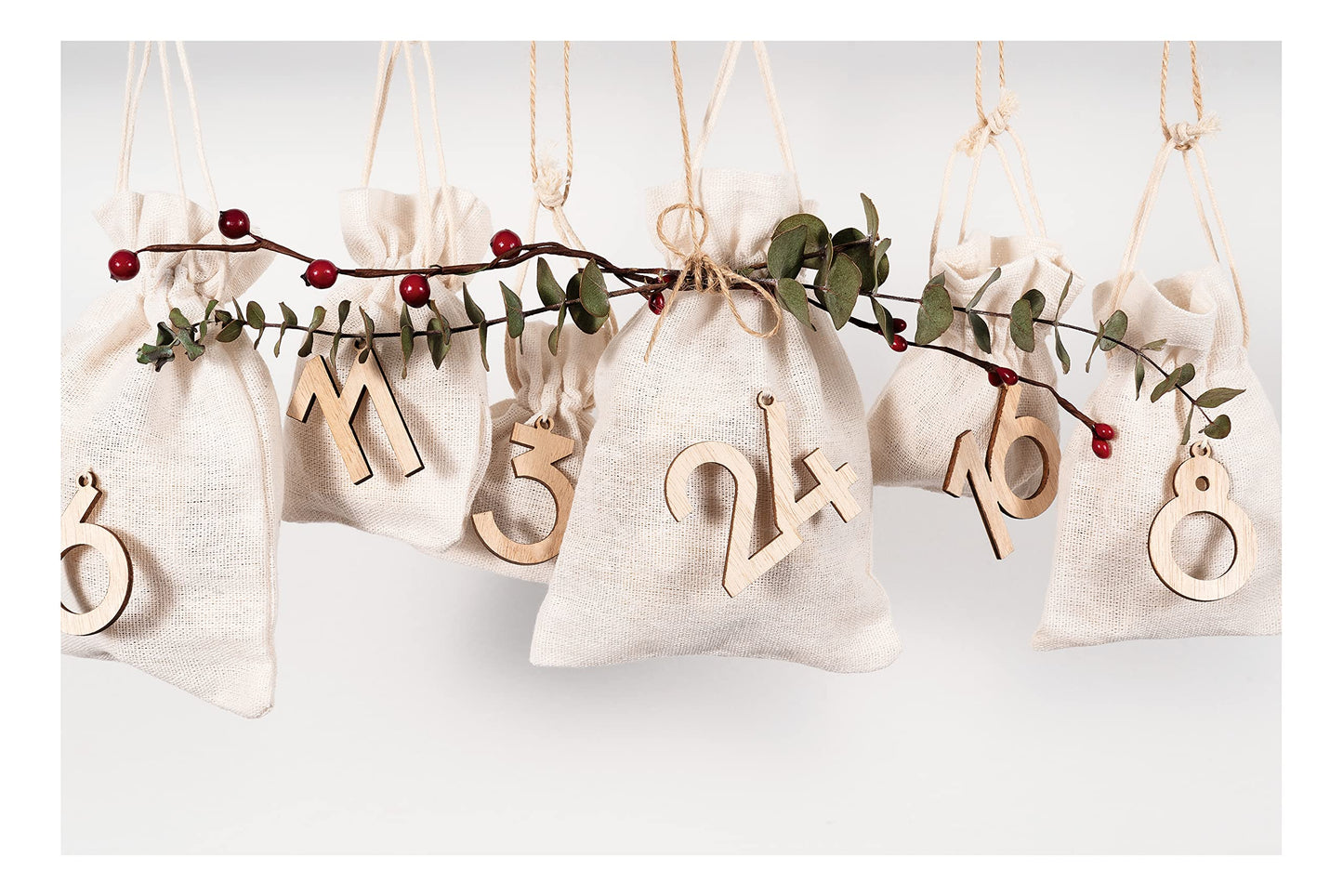 Folia Calendar Advent cifre din lemn, 24 piese