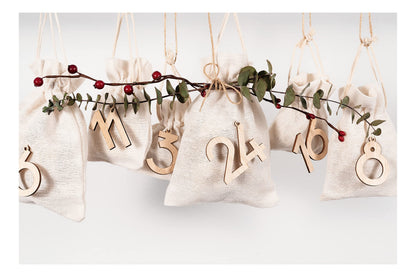 Folia Calendar Advent cifre din lemn, 24 piese