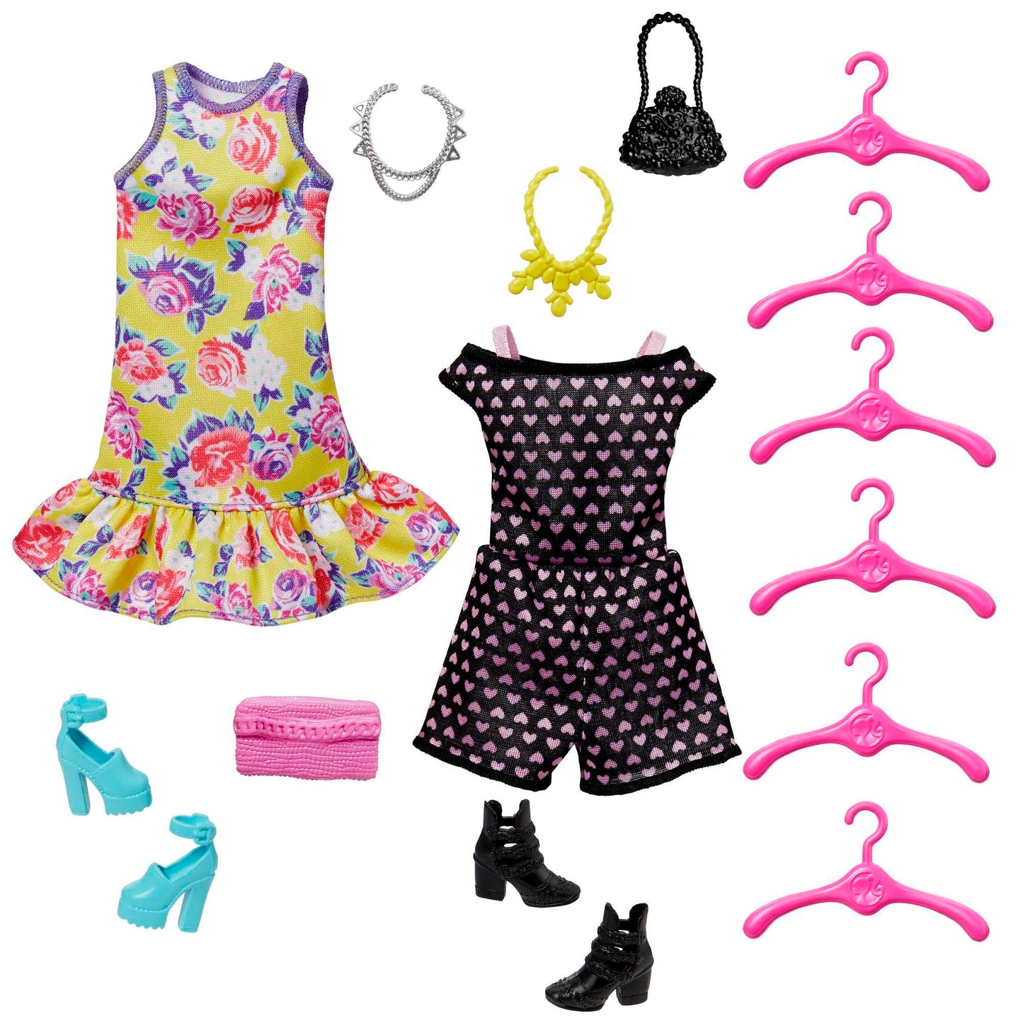 Dulapul Ultimate Barbie, cu peste 15 rochii și accesorii, set pliabil, inclusiv 1 păpușă, cadou pentru copii, jucărie pentru vârsta de 3 ani și peste, HJL66.