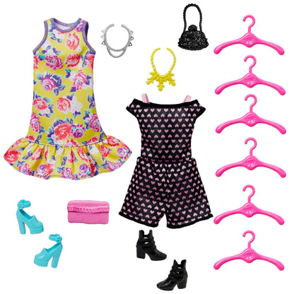 Dulapul Ultimate Barbie, cu peste 15 rochii și accesorii, set pliabil, inclusiv 1 păpușă, cadou pentru copii, jucărie pentru vârsta de 3 ani și peste, HJL66.