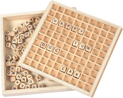 Small Foot 10952 Joc de cuvinte din lemn Educate pentru începători ABC și elevi de la 6 ani maro