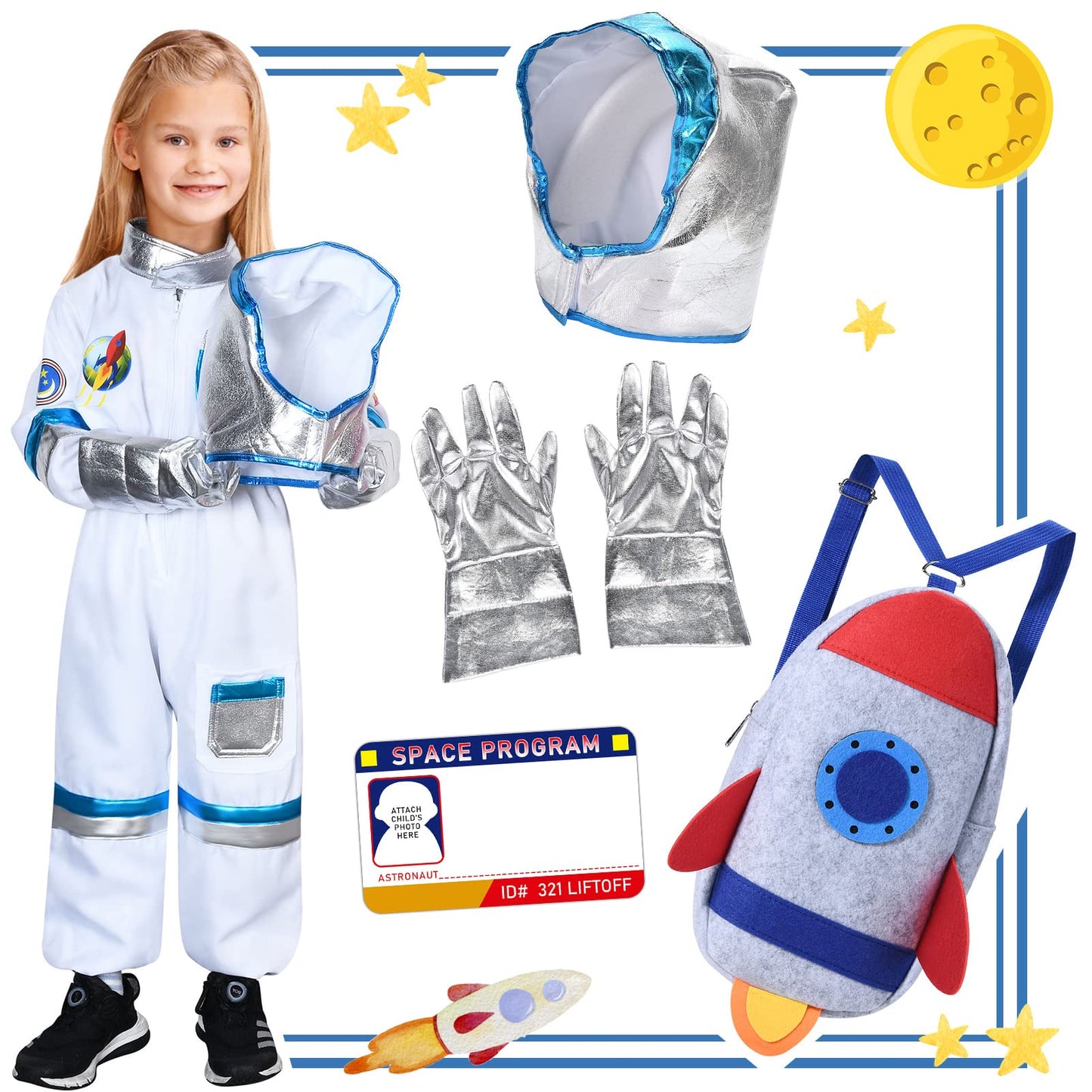 Vamei Costum Astronaut copii, 5 piese, 3-9 ani