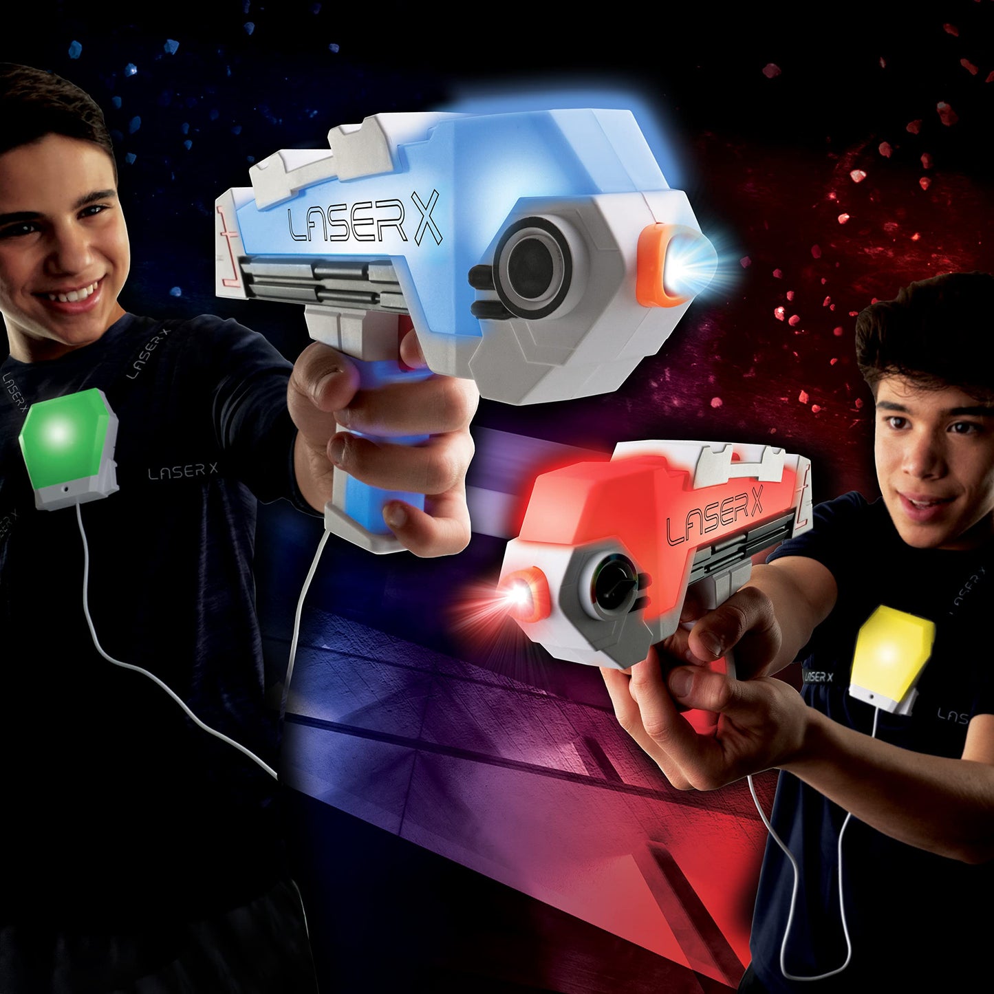Set de blasteri pentru 2 persone - Laser Tag. 2 blasteri si 2 indicatori. Laser X Revolution