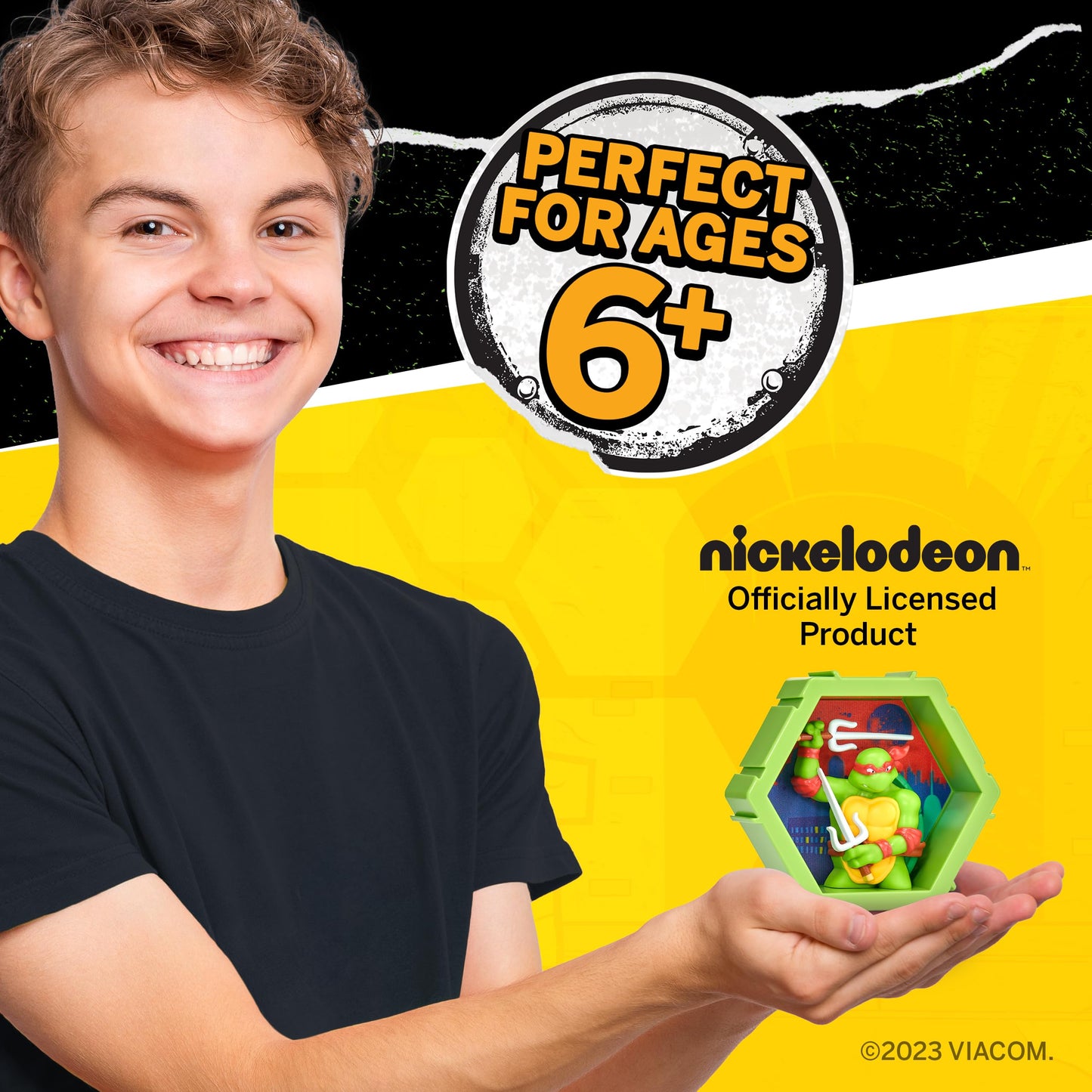 WOW! PODS - Testoase Ninja 4D Raffaello, Figurina Bobble-head Colectionabilă, Exponibilă pe Perete sau Pe Raft, Jucării și Cadouri Ninja Turtles