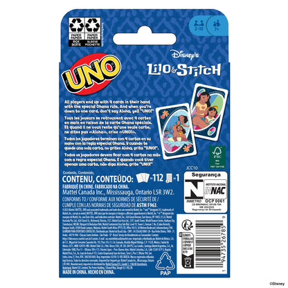 Joc de cărți Mattel Games UNO Disney Lilo și Stitch pentru copii, adulți și familii, bazat pe film, cu reguli incluse, JCC10