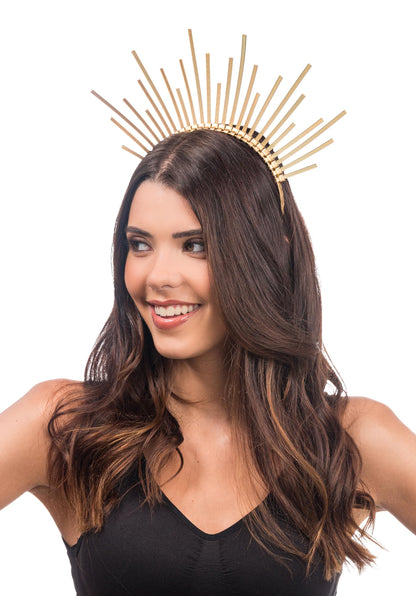 Chaks Halo Krone Coroană de păr aurie Accesoriu pentru costume și festivaluri