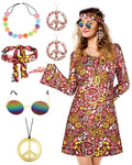 BIQIQI Set Costum Hippie Anni '70, cu Accesorii