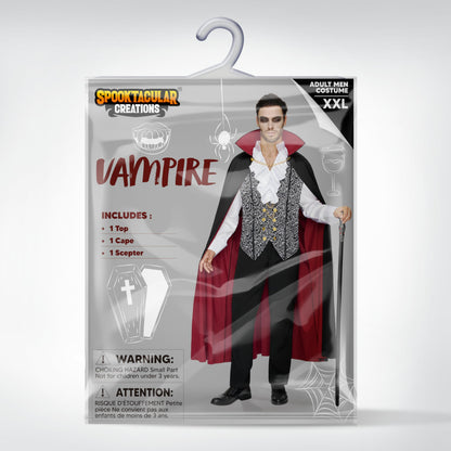 Spooktacular Creations Renaissance Costum Vampir Deluxe pentru Bărbați pentru Halloween și Joc de Rol (argintiu, M)