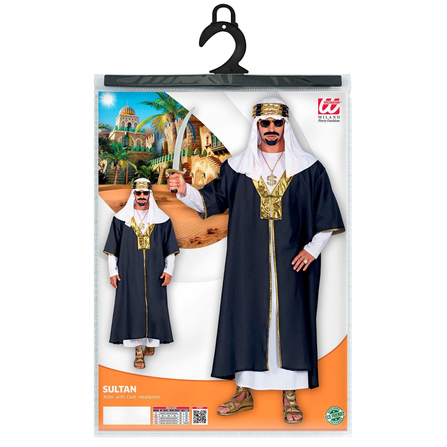 WIDMANN MILANO Costume de Petrecere - Kostüm Sultan, Tunică cu Robă, Turban, Arab, Scheic, Carnaval, Petrecere Tematică