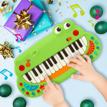 Pian pentru copii Battat Krokodil BT4680Z cu 5 sunete de instrumente și muzică – jucărie muzicală pentru copii de la 3 ani, verde