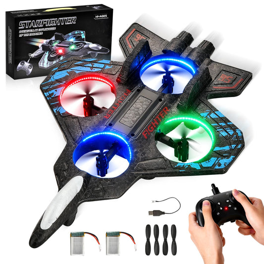 Avion RC din spumă Pipihome, avion cu telecomandă 2.4 GHz V32 pentru copii, jucărie cu lumini, cadou pentru începători.