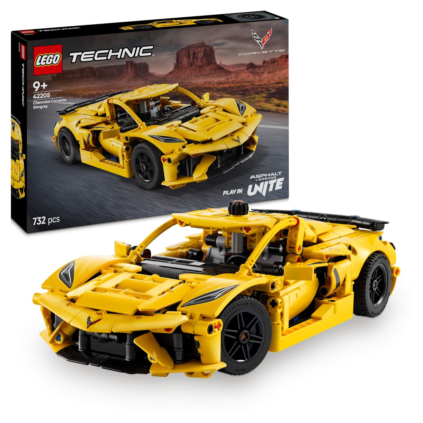 LEGO Technic 42205 Chevrolet Corvette Stingray Set de construcție 732 piese pentru copii de la 9 ani