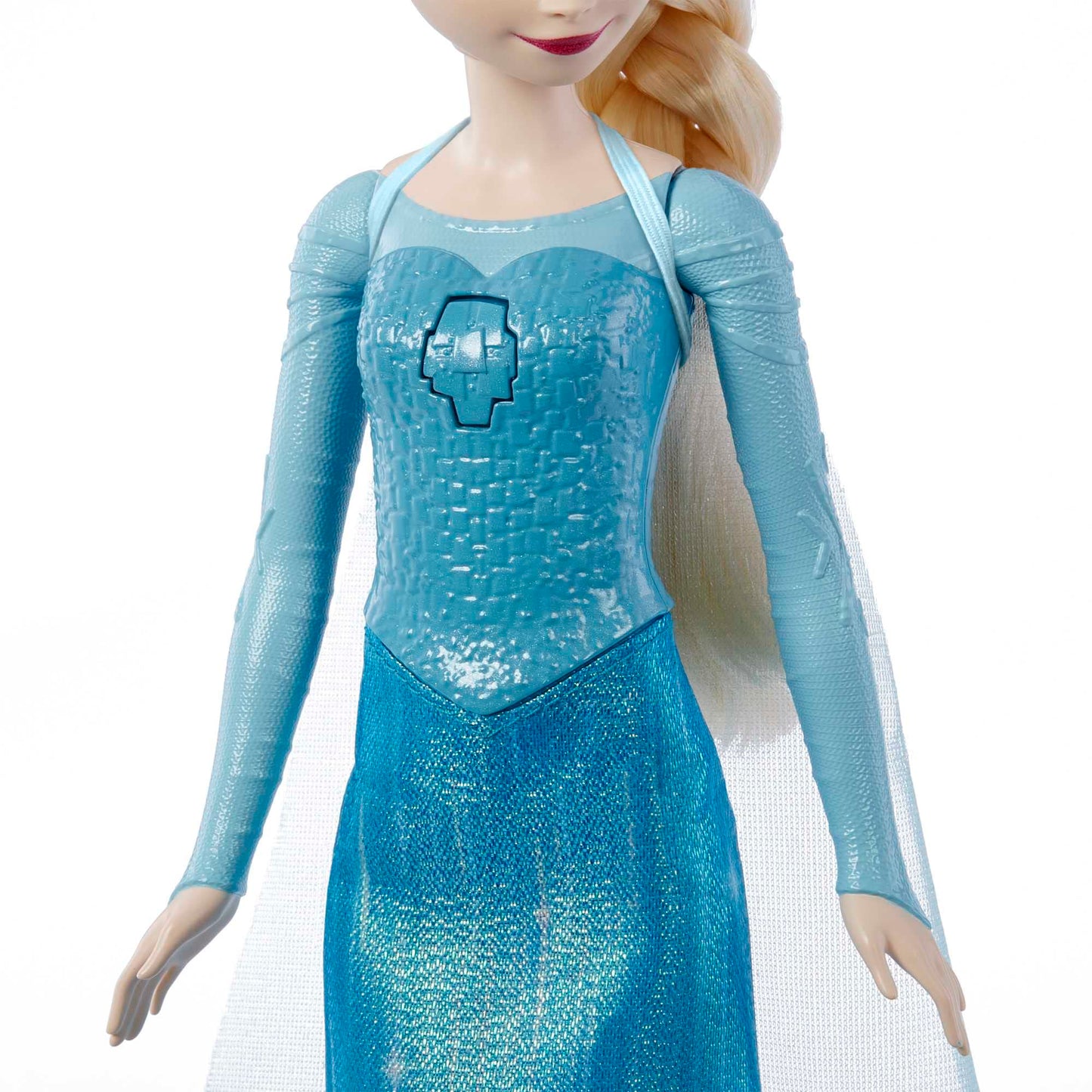Jucărie Mattel Disney Frozen - Păpușa Elsa cântătoare, îmbrăcată în stilul caracteristic, cântă „Lass jetzt los” din filmul Disney „Frozen”, cadou pentru copii, versiunea germană HMG32