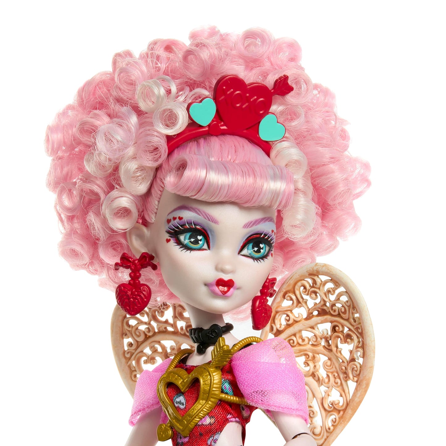 Monster High JBG77 Păpușă Cupid Asteria în Rochie de Petrecere Roz și Roșu pentru Scary Sweet Birthday