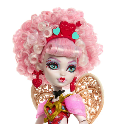 Monster High JBG77 Păpușă Cupid Asteria în Rochie de Petrecere Roz și Roșu pentru Scary Sweet Birthday