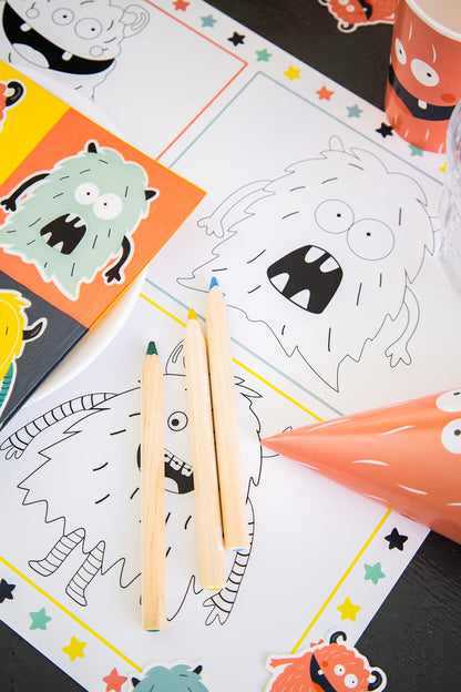 Coifuri petrecere onomastica din hârtie Monster Bash - 6 bucăți, cartoon, multicolore