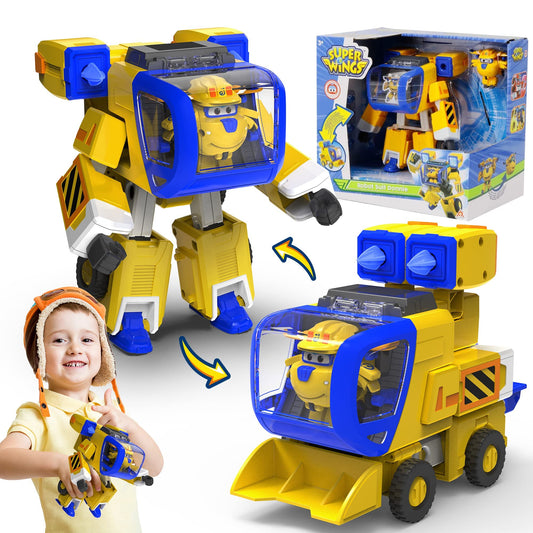 Super Wings EU750322 Figurina de joacă transformabilă New Robot Suit Donnie 23 cm pentru copii (galben)