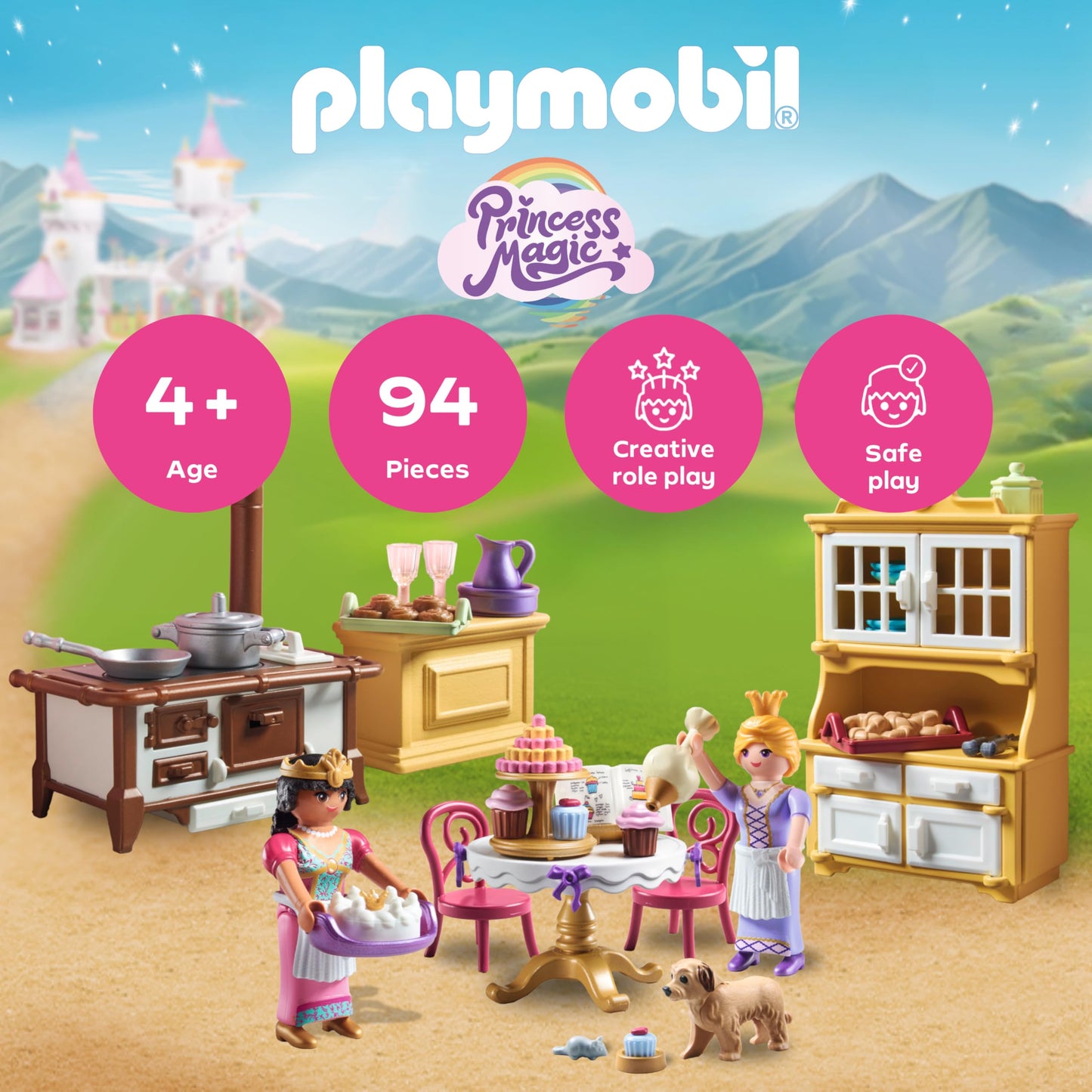 PLAYMOBIL Princess Magic Set de joacă Bucătărie Regală pentru prințese 4+ ani (roz)