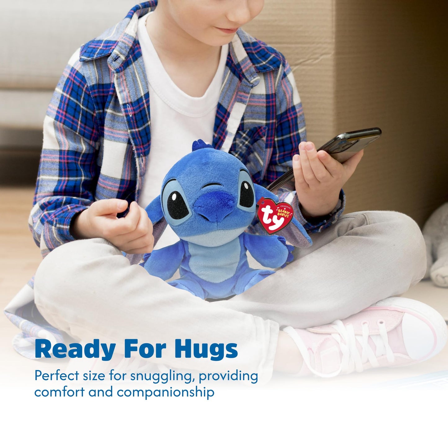 TY Disney Beanies Stitch Jucărie de pluș moale pentru copii și bebeluși - Pluș colecționabil pufos, albastru