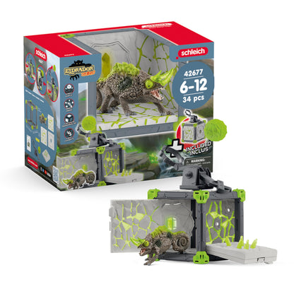 SCHLEICH ELDRADOR Creatures | Schleich Battlecave Stone Chameleon | Caves de Bătălie stivuite în Arenă | Jucărie pentru 7 ani+ | 34 piese