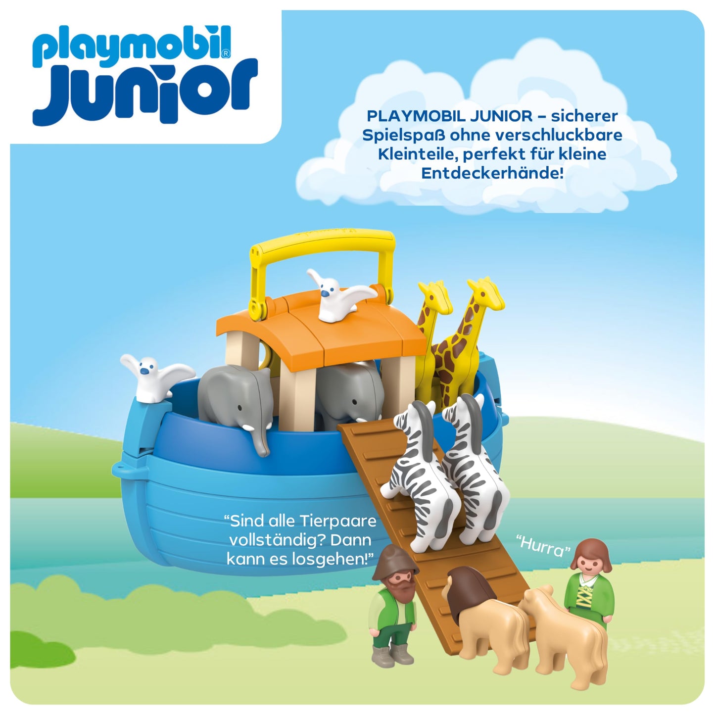 PLAYMOBIL JUNIOR Meine Mitnehm-Arche Noah Set de joacă sustenabil pentru copii de la 1 an