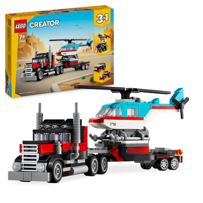 LEGO Creator 3in1: Set de vehicule cu camion, elicopter, avion și cisternă - Cadou pentru băieți și fete de 7 ani 31146