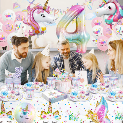 KQMGJYB Set veselă petrecere unicorn, 16 invitați