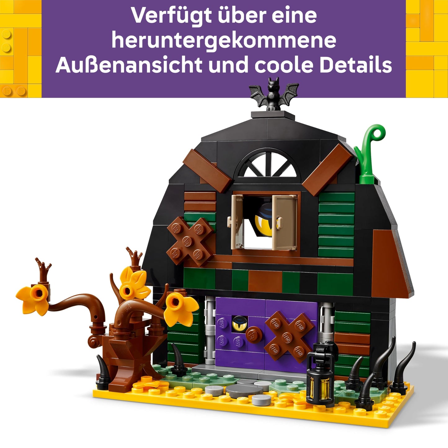 LEGO 40721 Set de construcție Halloween Scheună cu 205 piese și minifigurină schelet pentru copii de la 8 ani
