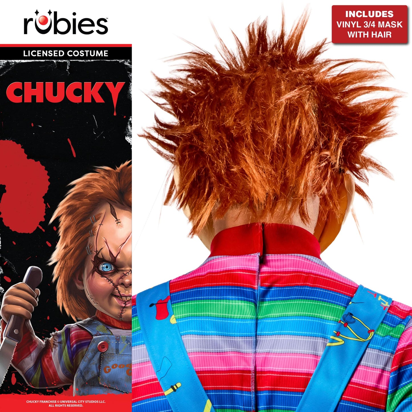 Rubie's Rubies Masca Oficială Chucky Cusută 3/4 pentru Adulți, Mărime Unică