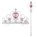 KarneLux Set Coroană și Sceptru Prințesă Accesoriu Costum Baghetă Zână Roz pentru Carnaval, Petreceri și Zi de Naștere