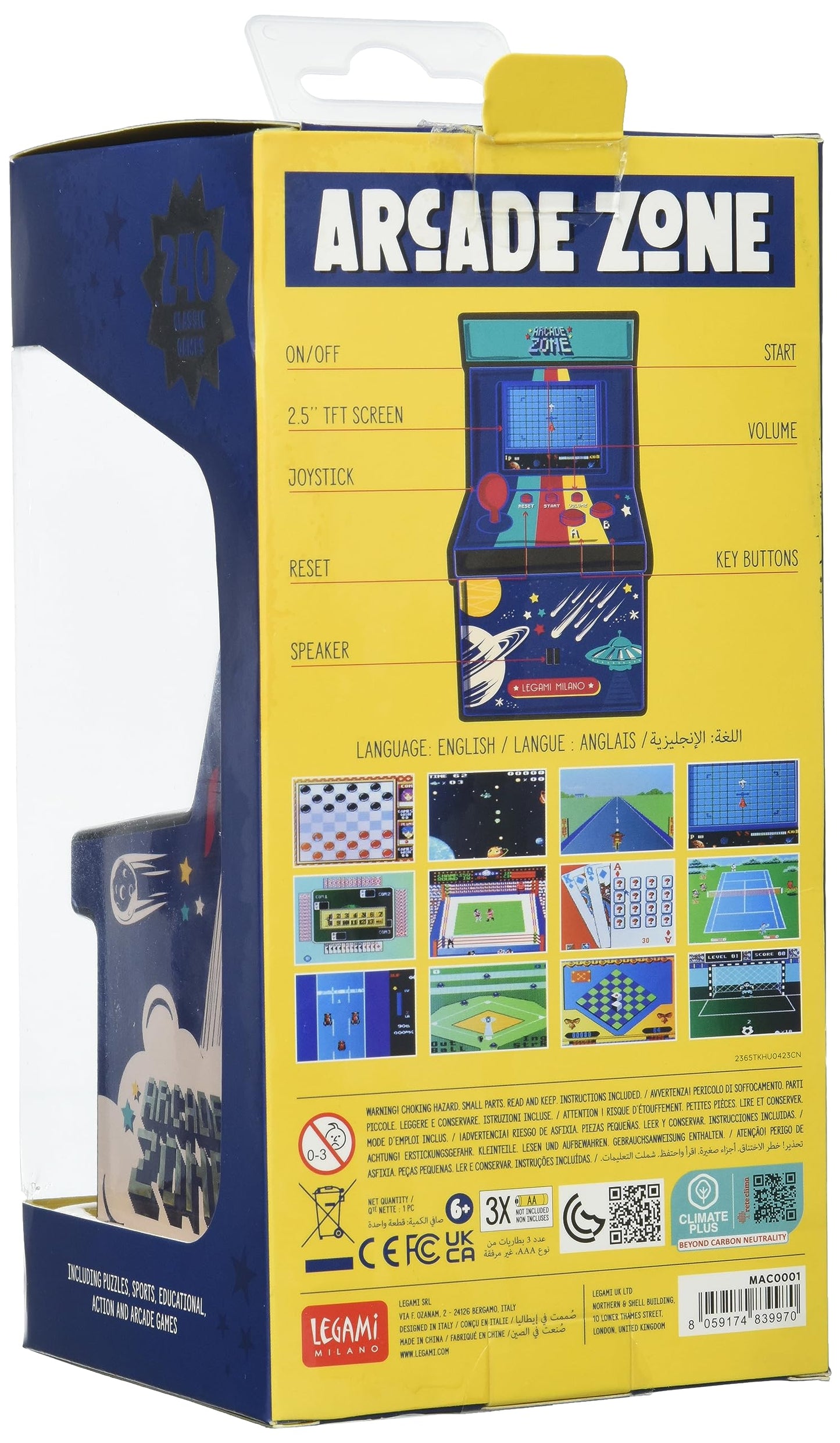 Legami MAC0001 Mini Arcade, 240 jocuri, 8 biti
