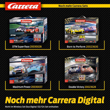 Set Carrera Wireless Duo Digital 132/124 Pista de Curse | Controler Wireless 2,4 GHz cu 15 m Rază de Acțiune | Conducere Fără Interferențe | Baterie Lithium Polymer | Compatibil cu Carrera DIGITAL 124 & 132