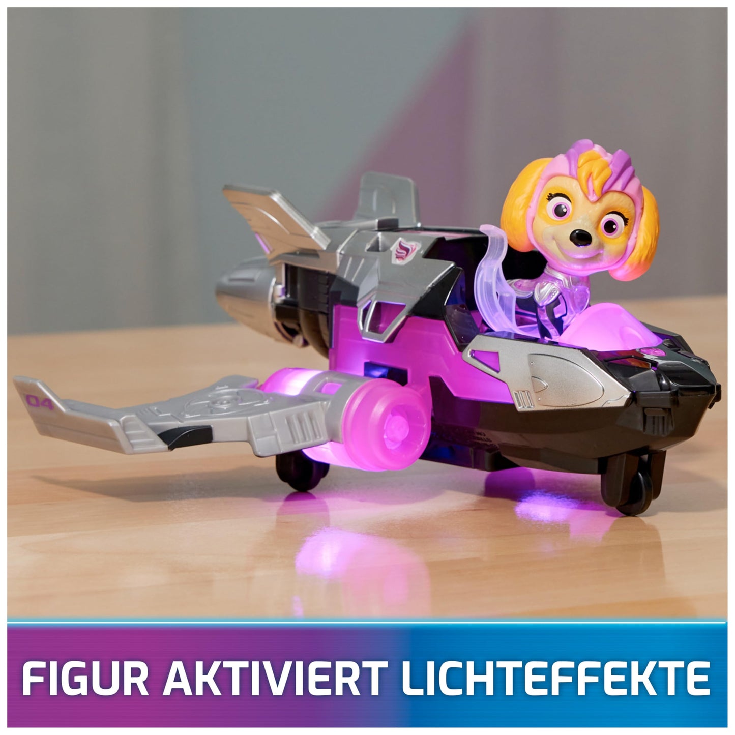 PAW Patrol: Filmul Mighty, Vehicul de Supererou Skye cu Figurina Câine, Avion cu Efecte de Lumină și Sunet, Jucărie pentru Copii de la 3 Ani