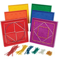 edxeducation 7728 Set de Geoboard dublu față cu benzi elastice 6 bucăți 3+ ani Matematică Geometrie Motricitate fină Creativitate pentru copii