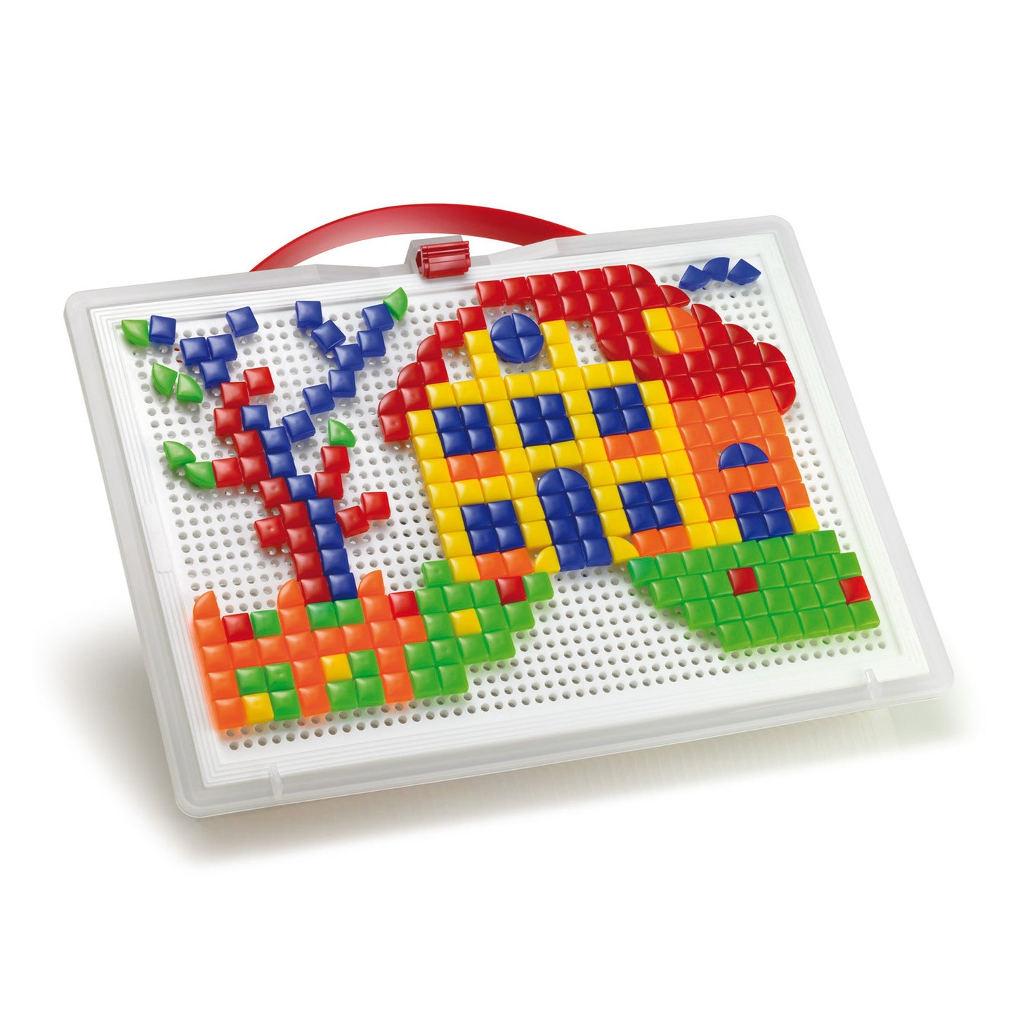 Quercetti FantaColor Portable Set de construcție mozaic Montessori cu 300 pini pentru copii de la 4 ani